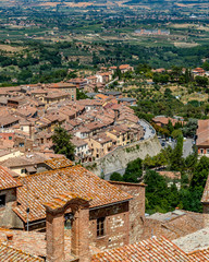 Fototapeta na wymiar Aerial View of Buildings and Hills of Montepulciano, Italy