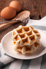 waffles on wood table
