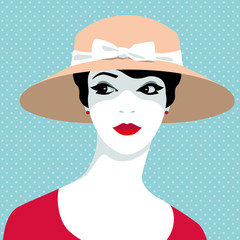 Elegant woman wearing big hat