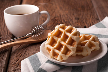 waffles on wood table