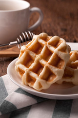 waffles on wood table