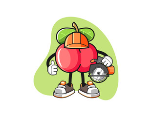 Acerola carpenter mascot design vector. Cartoon character illustration for business, t shirt, sticker.