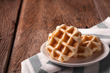 waffles on wood table