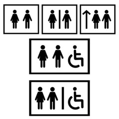 Toilet vector icons set. WC illustration symbol collection. bathroom sign or logo.