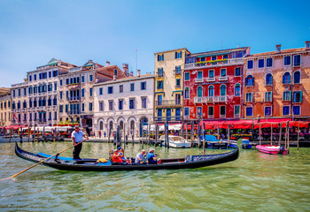 View of Gondolier at Grand Canal in Venice