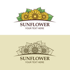 Fototapeta premium icon colection with flower of sunflower isolated