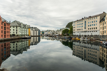 ALESUND, NORWAY - Juny, 2019: Alesund city centre. Alesund is town and municipality in More og Romsdal county, Norway