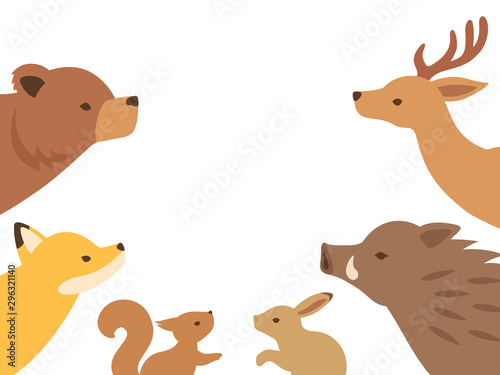 見上げる森の動物たちのイラスト Wall Mural Wallpaper Murals Nora Hachio 見上げる森の動物たちのイラスト Wall Mural Wallpaper Murals Nora Hachio