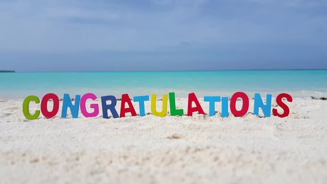 Congratulations Letters, Sign/Gesture on a Beach
