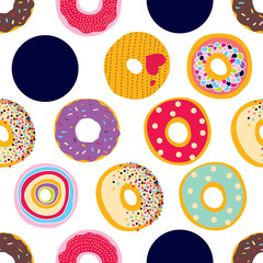 Cute donuts.Vector seamless pattern. Can be used in textile industry, paper, background, scrapbooking.