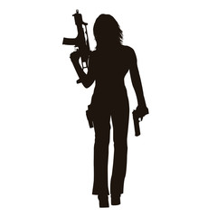 People Holding Firearms Silhouette