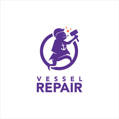 fun mascot logo for boat and vessel repair company design inspiration