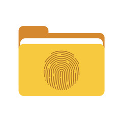 Fingerprint sign icon. Digital security authentication concept. Biometric authorization. Identification, folder with personal docs and data