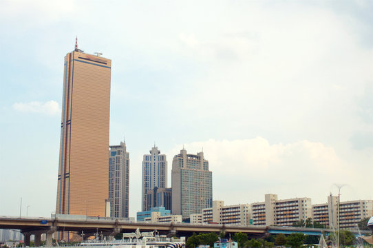 View to 63 building from the Hang river