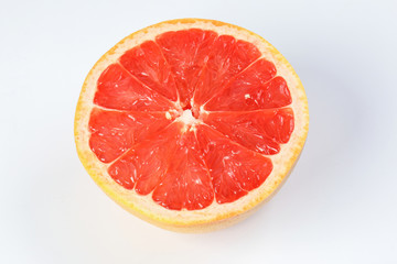 Ruby red grapefruit cut closeup