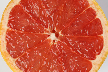 Ruby red grapefruit cut closeup