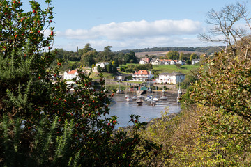 Fototapeta premium Scenic view of Aberdour in Scotland and Firth of Forth estuary, Fife. Aberdour is a scenic and historic village on the south coast of Fife, Scotland.