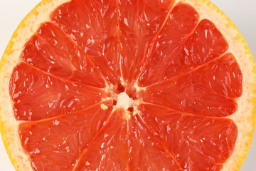 Ruby red grapefruit cut closeup