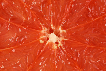 Ruby red grapefruit cut closeup