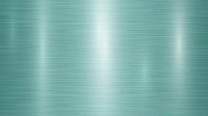 Abstract metal background with glares in turquoise colors