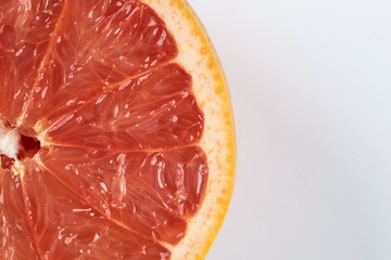 Ruby red grapefruit cut closeup