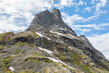 Trollstigen or Trolls Path is serpentine mountain road in Rauma Municipality in Norway