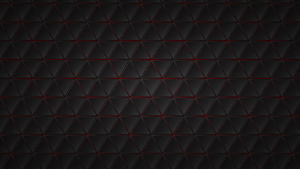 Obraz premium Abstract dark background of black triangle tiles with red gaps between them