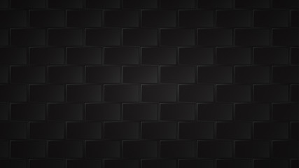 Abstract dark background of black rectangle tiles with gray gaps between them