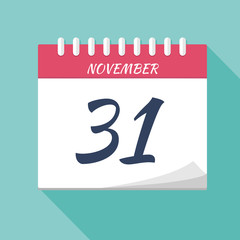 Calendar icon. Calendar Date - November 31. Planning. Time management.