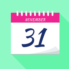 Vector illustration. Calendar icon. Calendar Date - November 31. Planning. Time management.