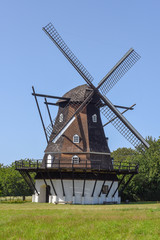 Fototapeta na wymiar Old wodden windmill at Domsten in Sweden