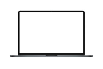Modern dark metal thin frame laptop isolated, realistic notebook or ultrabook mockup for inserting any UI interface, business presentation or advertisment vector illustration.