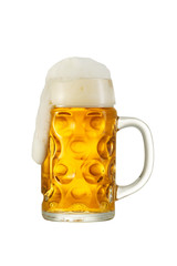 Big traditional glass of Bavarian beer isolated on white