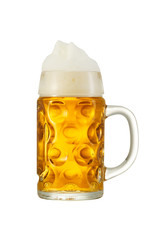 Big traditional glass of Bavarian beer isolated on white