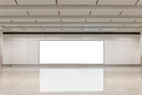Mockup image of Blank billboard white screen posters and led in the subway station for advertising