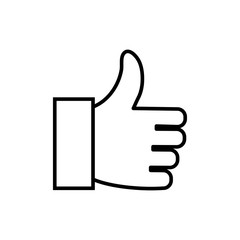 Hand Thumb Up icon flat. Illustration isolated on white background. Vector black sign symbol