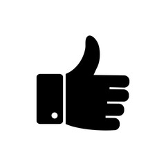 Hand Thumb Up icon flat. Illustration isolated on white background. Vector black sign symbol