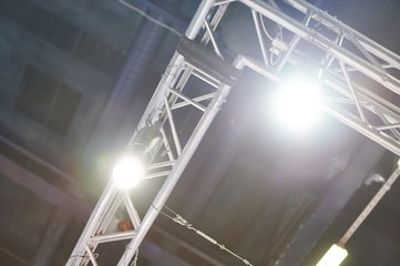 Bright lights in an exhibition hall