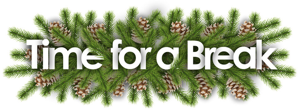 Time for a Break in christmas background - pine branchs