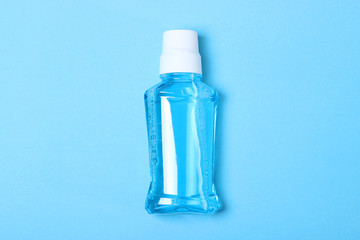 Flat composition for oral care and place for text on a light background. Dental hygiene