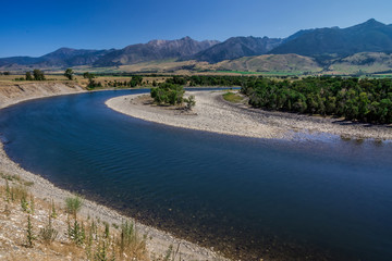 yellowstone river at sunrise near yellowstone park