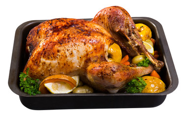 Turkey baked with vegetables and apples