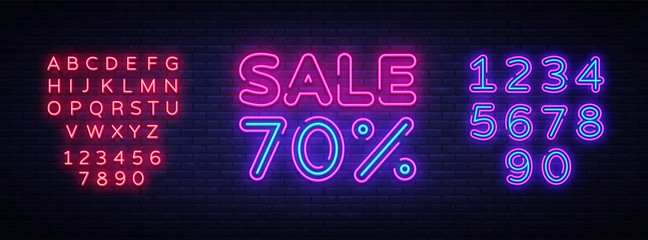 Sale neon sign vector. Big Sale Design template neon sign, light banner, nightly bright advertising, light inscription. Vector illustration. Editing text neon sign © Ivan