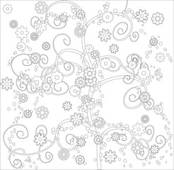 Coloring book for adult and older children. Outline drawing in zentangle style