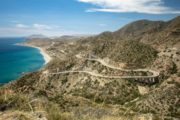 Fototapeta na wymiar Andalucia bay with road full of switchbacks