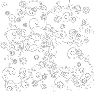 Coloring book for adult and older children. Outline drawing in zentangle style
