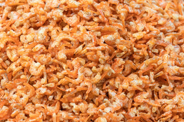 Dried shrimp is the traditional food and favorite preserve dried seafood in Thai market