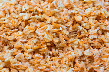 Dried shrimp is the traditional food and favorite preserve dried seafood in Thai market