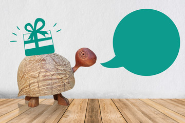 Cadeau nature, concept original, avec bulle de parole, espace pour du texte