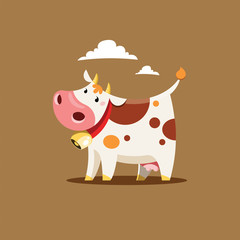 Cow isolated on brown background.